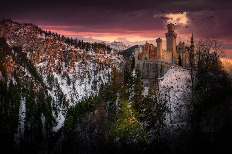 Dramatic Sunset at Castle Neuschwanstein